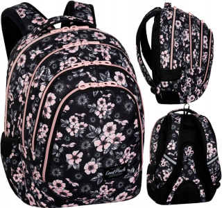 CoolPack viackomorový školský batoh, čierny, odtiene ružovej, 28 l